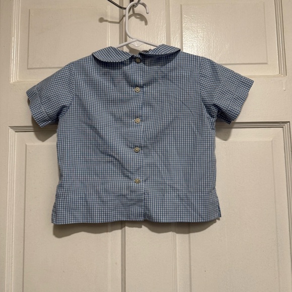 Smocked 4T Boys Easter Church Shirt Short Sleeve Rabbit Bunny Collar - Picture 2 of 3